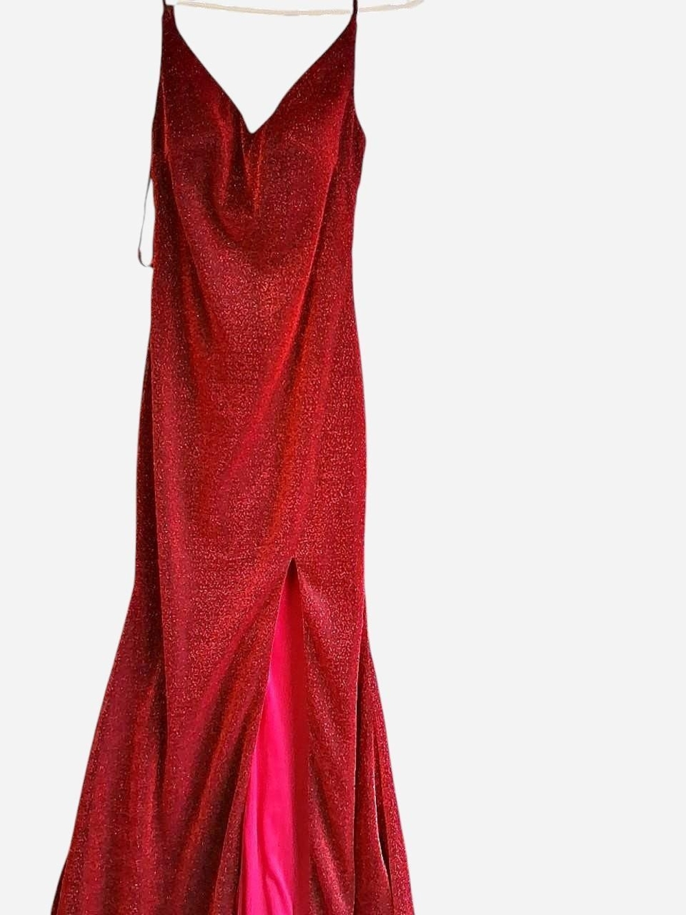 Witness Red Sparkle Cowl Slip Gown with Pink Inner Slit